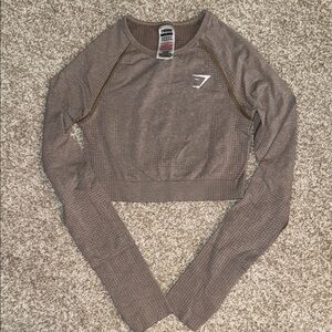 Gymshark Women's Beige Long Sleeve Crop Top